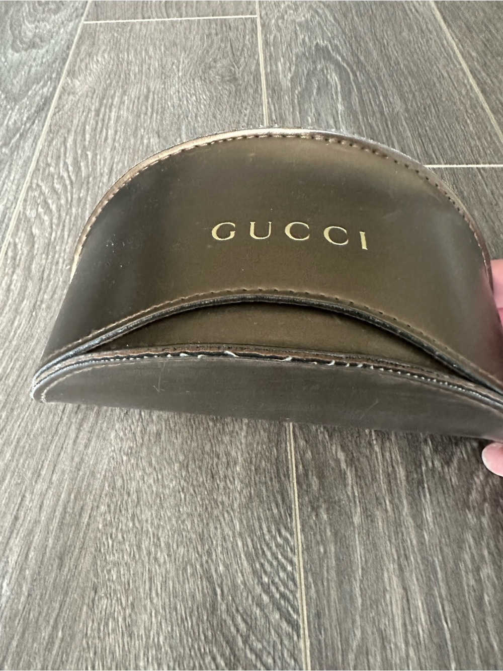Gucci Brown Leather Sunglasses Case with Logo - Picture 3 of 5